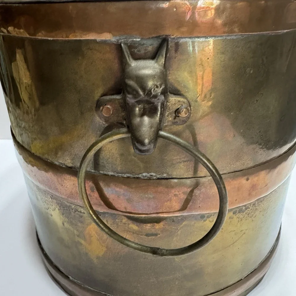 Vintage Brass & Copper Metal Planter Large 9.75